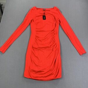 Express Dress Womens Medium Red Long Sleeve Scoop Neck Stretch Knit Bodycon
